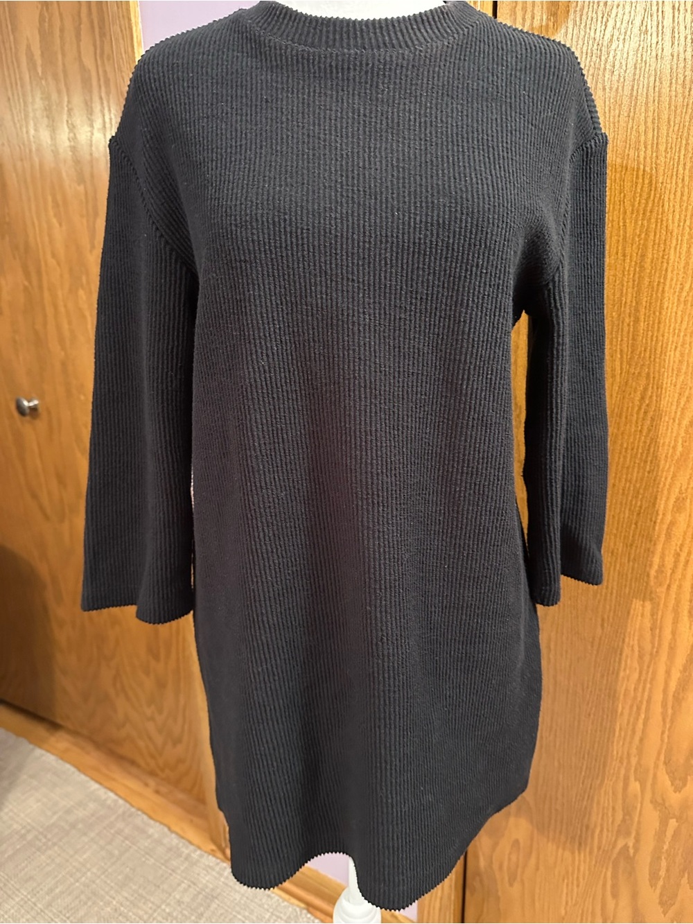 Reformation Black Ribbed Knit Dress size small.